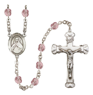Silver Plated 6mm Fire Polished Saint Olivia Rosary in Light Amethyst