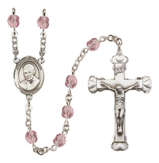 Silver-Plated 6mm Saint Luigi Orione  Engraved Catholic Rosaries