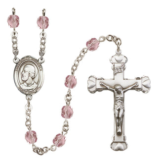 Silver Plated 6mm Fire Polished Pope Saint Eugene I Rosary in Light Amethyst