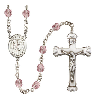 Silver Plated 6mm Fire Polished Saint Dunstan Rosary in Light Amethyst