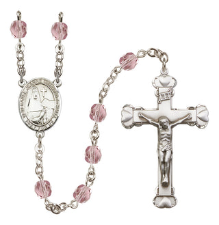 Silver Plated 6mm Fire Polished Saint Jeanne Chezard de Matel Rosary in Light Amethyst