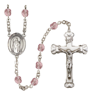 Silver Plated 6mm Fire Polished Saint Seraphina Rosary in Light Amethyst