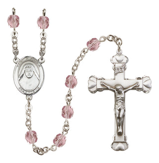 Silver Plated 6mm Fire Polished Saint Alphonsa of India Rosary in Light Amethyst