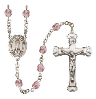 Silver Plated 6mm Fire Polished Our Lady of Kibeho Rosary in Light Amethyst