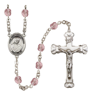Silver Plated 6mm Fire Polished Blessed John Henry Newman Rosary in Light Amethyst