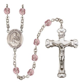 Silver Plated 6mm Fire Polished Saint Fidelis Rosary in Light Amethyst