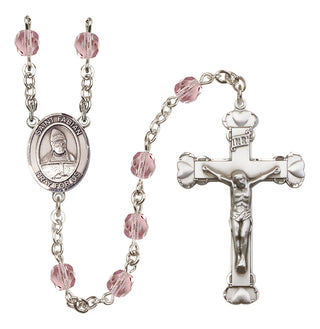 Silver-Plated 6mm Saint Fabian  Engraved Catholic Rosaries