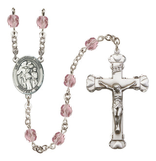 Silver-Plated 6mm Guardian Angel w/Children  Engraved Catholic Rosaries