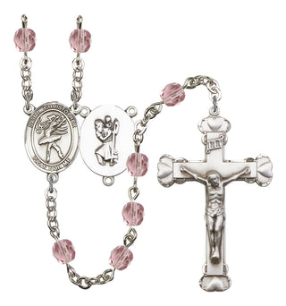 Saint Christopher and Dance Rosary with Light Amethyst Beads