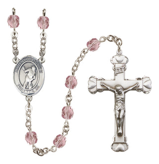 Silver-Plated 6mm Saint Christopher/Lacrosse Rosary