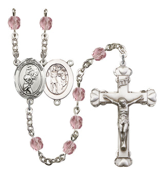 Saint Sebastian and Softball Rosary with Light Amethyst Beads