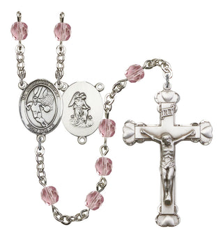 Guardian Angel and Basketball Rosary with Light Amethyst Beads