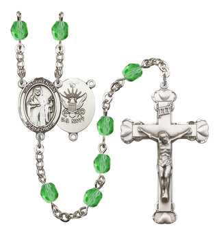 Saint Brendan The Navigator and Navy Rosary with Peridot Beads