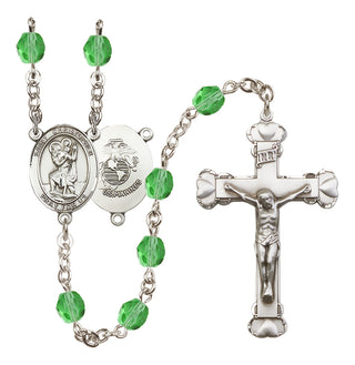 Silver-Plated 6mm Saint Christopher / Marines Rosary
