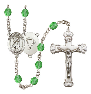 Silver-Plated 6mm Saint Christopher / Paratrooper Rosary