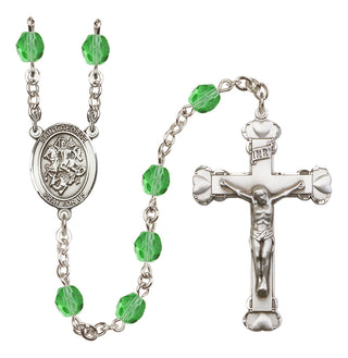 Silver-Plated 6mm Saint George  Engraved Catholic Rosaries