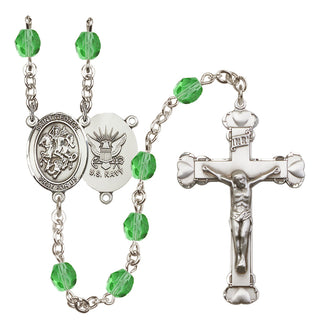 Silver-Plated 6mm Saint George / Navy Rosary