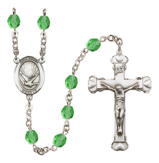 Silver-Plated 6mm Holy Spirit  Engraved Catholic Rosaries