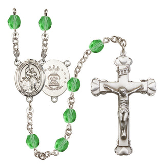 Silver-Plated 6mm Saint Joan of Arc / Air Force Rosary