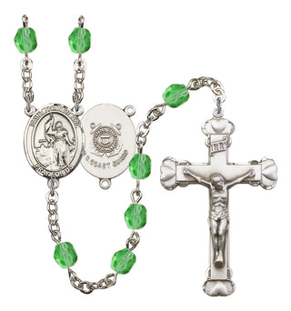 Saint Joan of Arc and Coast Guard Rosary with Peridot Beads