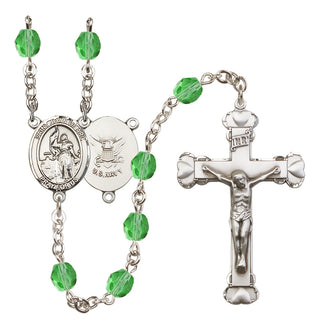 Silver-Plated 6mm Saint Joan of Arc / Navy Rosary