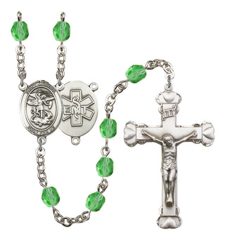 Saint Michael and EMT Rosary with Peridot Beads