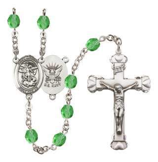 Silver-Plated 6mm Saint Michael / Navy Rosary