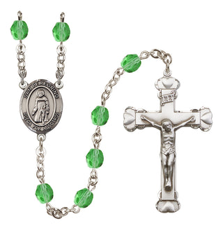Silver Plated 6mm Fire Polished San Peregrino Rosary in Peridot