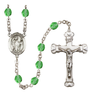 Silver Plated 6mm Fire Polished Saint Richard Rosary in Peridot
