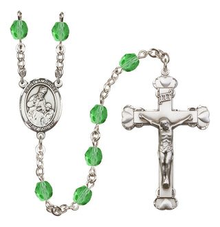 Silver-Plated 6mm Saint Ambrose  Engraved Catholic Rosaries