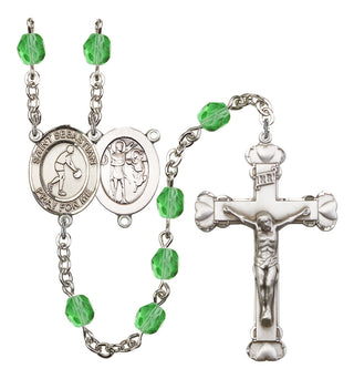 Saint Sebastian and Basketball Rosary with Peridot Beads