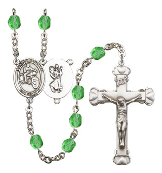 Saint Christopher and Motorcycle Rosary with Peridot Beads