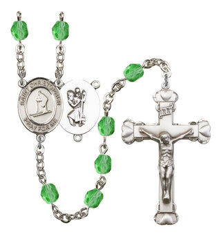 Saint Christopher and Skiing Rosary with Peridot Beads