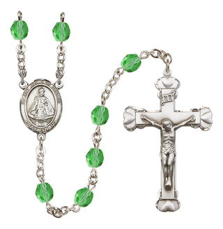 Silver-Plated 6mm Infant of Prague  Engraved Catholic Rosaries