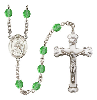 Silver-Plated 6mm Saint Angela Merici  Engraved Catholic Rosaries