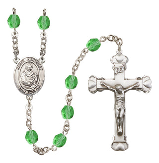 Silver Plated 6mm Fire Polished Saint Norbert of Xanten Rosary in Peridot