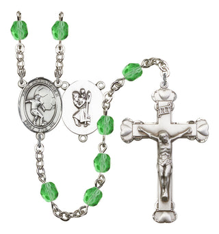 Saint Christopher and Soccer Rosary with Peridot Beads
