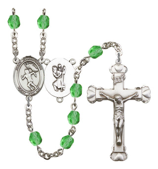 Saint Christopher and Track&Field Rosary with Peridot Beads