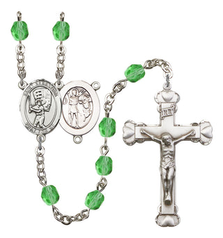 Saint Sebastian and Baseball Rosary with Peridot Beads