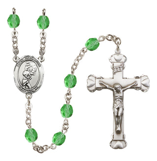 Silver-Plated 6mm Saint Sebastian/Softball Rosary