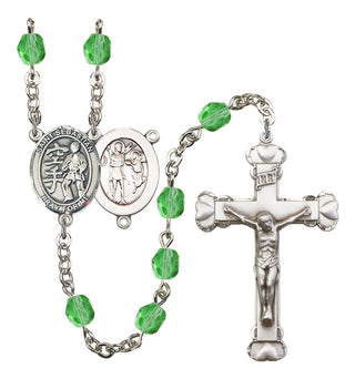 Saint Sebastian and Karate Rosary with Peridot Beads