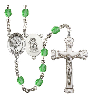 Guardian Angel and Baseball Rosary with Peridot Beads