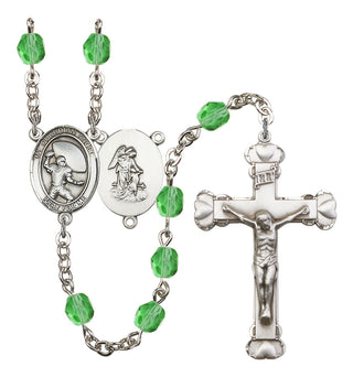Guardian Angel and Football Rosary with Peridot Beads