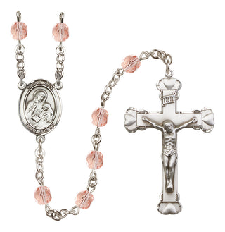 Silver-Plated 6mm Saint Ann  Engraved Catholic Rosaries