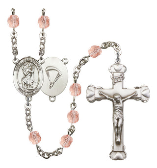 Saint Christopher and Paratrooper Rosary with Pink Beads