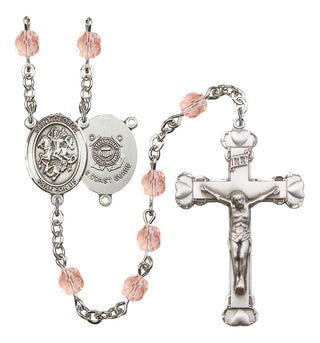 Saint George and Coast Guard Rosary with Pink Beads