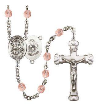 Saint George and Marines Rosary with Pink Beads