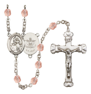 Silver-Plated 6mm Saint Joan of Arc / Army Rosary