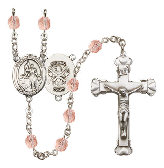 Silver-Plated 6mm Saint Joan of Arc / Nat'l Guard Rosary