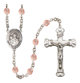 Silver Plated 6mm Fire Polished San Jose Rosary in Pink
